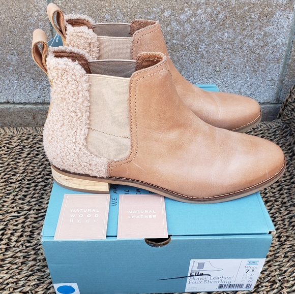 honey leather faux shearling women's ella booties